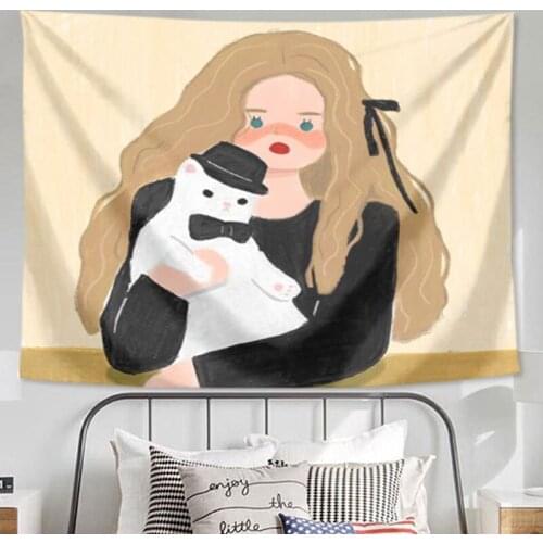 Kawaii bedroom decor wall tapestry anime girl wall hanging carpet