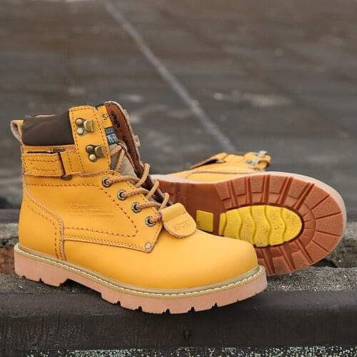 Fashion Warm Winter Ankle Boots Men Casual Shoes Lace-Up Autumn Leather Waterproof Work Tooling Mens Boots Military Army Botas