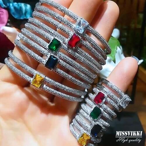 Missvikki Luxury Trendy Gorgeous Bangle Ring Jewelry Set for Women Girl Bridal Wedding Important Occasion Party Noble Symbol