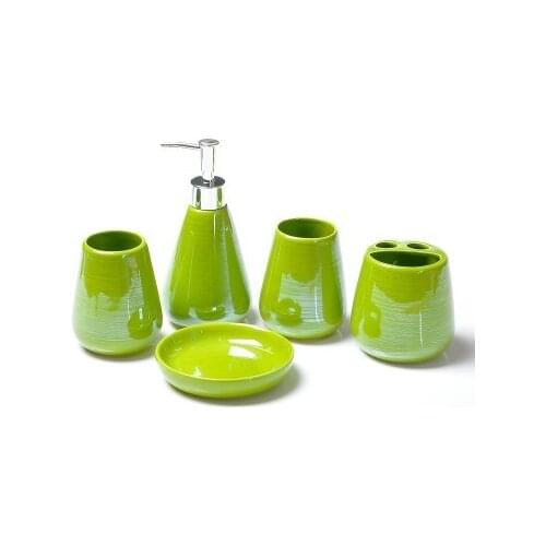 European Bathroom Five Sets Of Ceramic Bath Set Lotion Bottle Supplies Simple Toothbrush Holder Soap Dish Bath Accessori