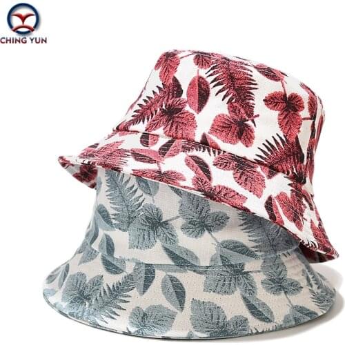 New Hat spring and summer Cotton breathable Leaf pattern beach fisherman hat men and woman sunscreencasual outdoors sunshade hat