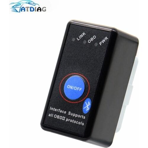 Newest Super Mini ELM327 Bluetooth V2.1 with Power Switch ELM 327 OBD 2 Car Diagnostic Scanner Tool Torque Android