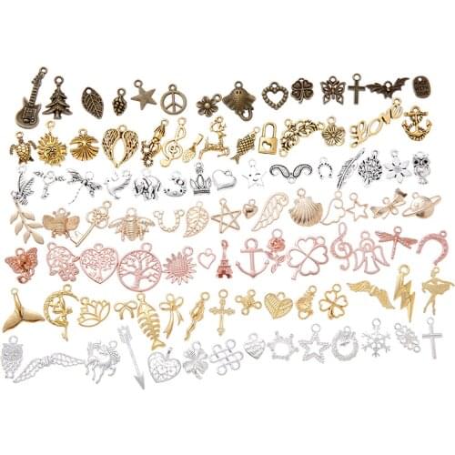 100pcs New Fashion Creative Retro Alloy Pendants Various Styles Jewelry Hand Making DIY Necklace Bracelet Earrings Accessories