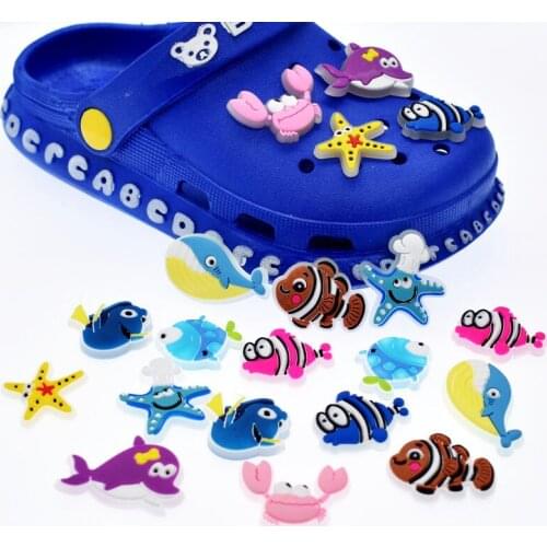 10pcs PVC Croc Charms Fluorescence Cute Sea Animals Croc Jibz Glowing Shoe Charms Accessories Decorations Kids Gift