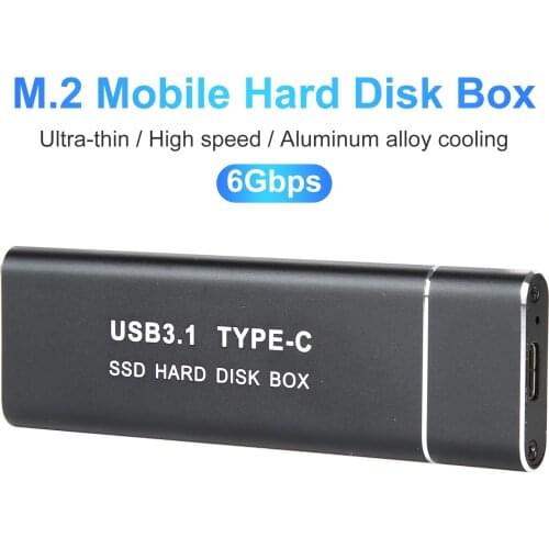 Portable SSD Case USB 3.1 M.2 NGFF High Speed External SSD Mobile Hard Drive Enclosure USB 3 Transmission Speed is Up To 10Gbps