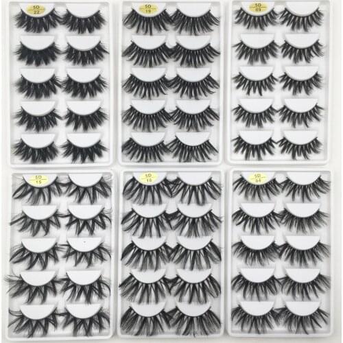 5 pairs 20mm-25mm 3d Faxu Mink Lashes Dramatic Long Thick Wispy Fake Eyelashes Makeup 25mm Lashes Wholesale False Lashes