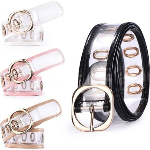 Wide Ladies Belt Pin Buckle Belt For Women Cummerbund PVC Transparent Female 2020 Fashion Brand New Belt Clear
