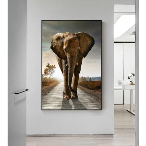 Elephant Canvas Paintings Modern Style Wild Animals In Africa Wall Posters and Prints for Home Living Room Decoration No Frame