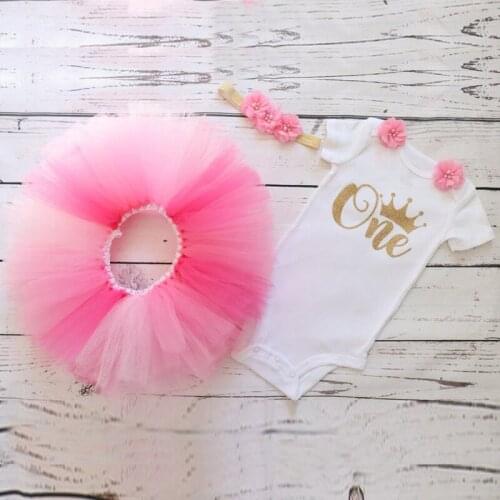 Letter Tops+Flower Headband+tutu Dress 3pcs Birthday Outfits 12 Months Baby Girls Clothes Infant Girls Christening Baptism Dress