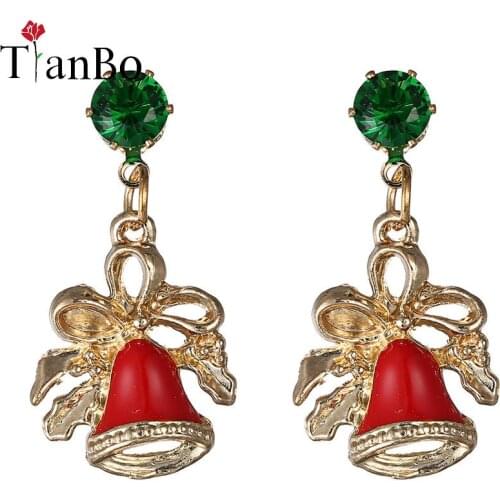 TianBo Christmas boutique chic Han edition of fashion Small bell stud earrings christmas theme earrings SANTA CLAUSE Christmas