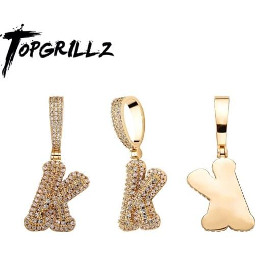 TOPGRILLZ 2021 New A-Z Letters Pendant Necklace For Women Iced Full Micro Pave CZ Letters Hip Hop Jewelry Letter Wholesale