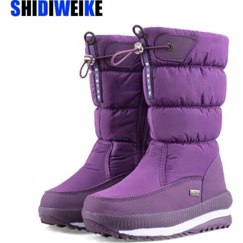 Waterproof Winter Women Boots High Quality Keep Warm Mid-Calf Snow Boots Women ZIP Comfortable Ladies Boots Chaussures Femme -40