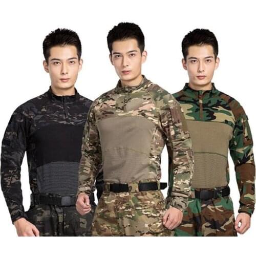 Military Tactical Mens Shirt Camouflage US Army Long Sleeve T Shirt Multicam Kryptek Black Combat Shirts Camo Paintball T-Shirt