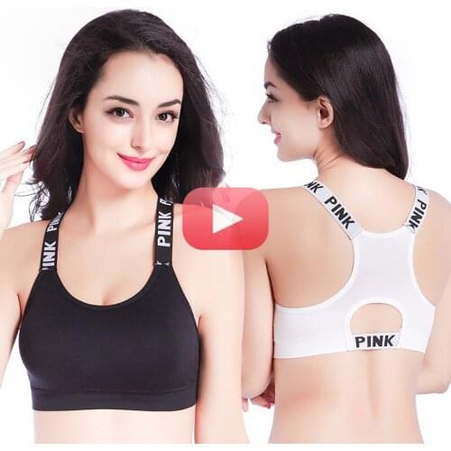 Women Sport paded Bra Fitness Top Letters Yoga Bra Black White Running Yoga Gym Fitness Crop Top Women Push Up Sports Bra
