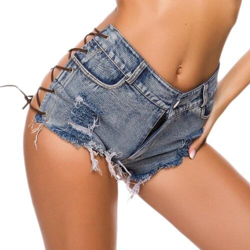 S-XL Plus Size Women Hot Sexy Bikini Tassel Booty Shorts Beachwear Lace Up Bandage Hollow Out Micro Mini Short Jeans Clubwear