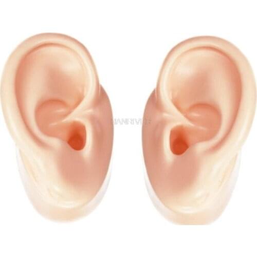 1 Pair Silicone Ear Model Soft Adult Simulation Ears for Hearing Aid Shop Window Display (1 Left Ear + 1 Right Ear)