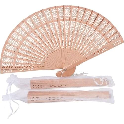 10 Personalized Wedding Hand Fans, Sandalwood Scented, with Delicate Tassel, with White Gift Bag