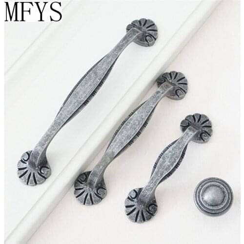 2.5" 3.75" 5" Rustic Dresser Drawer Pulls Handles Kitchen Cabinet Door Handles Knobs Antique Silver Black Hardware 64 96 128 mm