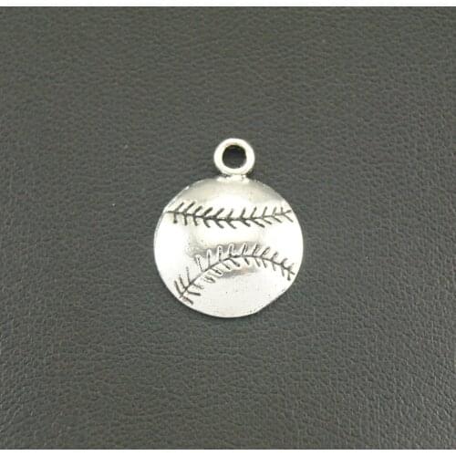 30pc Silver Color Tone Baseball Softball Charms Metal Bracelet Necklace Jewelry Findings A505