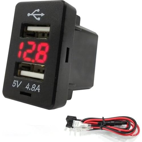 4.8A Dual USB Port Car Charger Socket With Voltmeter for Honda