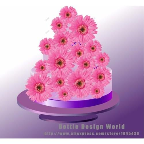 25 Mixed Pink Daisy Flower Edible Cake Topper Wafer Rice Paper Wedding Cake Cupcake Cookie Topper Birthday Party Cake Decoration