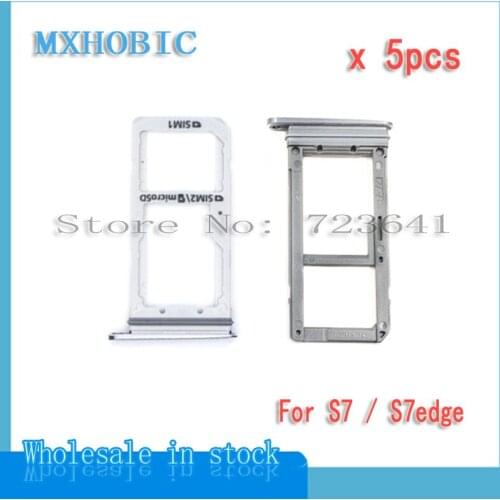 5pcs/lot Single / Dual Micro SD Nano Sim Card Tray Slot Holder For Samsung Galaxy S7 edge G930F G935f Gold/Silver/Grey
