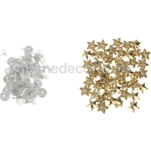 50 Sets Alloy DIY Deocrative Star Rivets Studs Spikes Spots for Leathercraft Garment Accessory DIY Gold