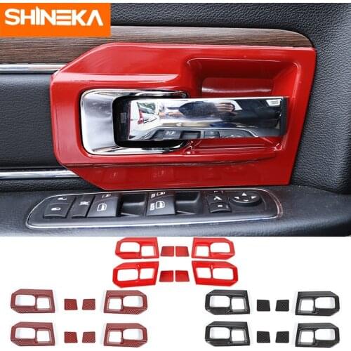 SHINEKA Interior Accessories for Dodge RAM 1500 Car Inner Door Handle Bowl Decoration Cover Sticker for Dodge RAM 1500 2011-2017