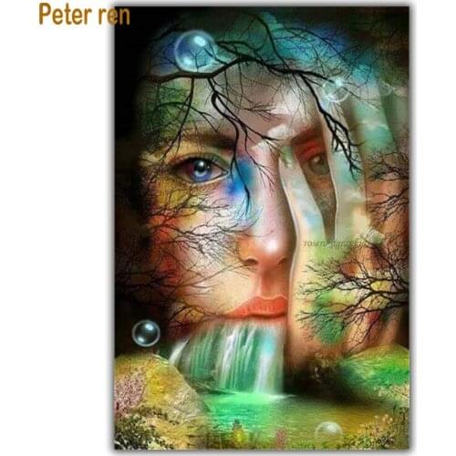 Peter ren Diamond painting cross stitch diamond embroidery portrait Square/Round diamond Mosaic Rhinestone Beauty face waterfall