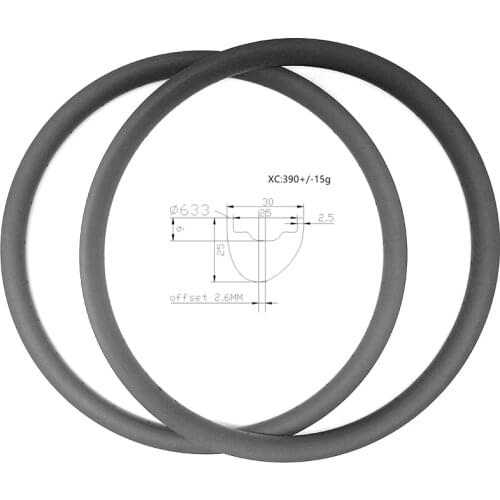 29er carbon mtb bike rim XC 30x25mm Asymmetry aro 29 390g race bike wheel tubeless bicycle rims Mountain bike rim ERD 590mm