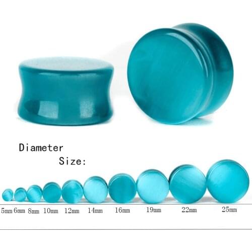 MOSRSA 1Pair Natural Stone Ear Plugs and Tunnels Round Helix Piercing Ear Gauges Expander Ear Piercing Body Jewelry