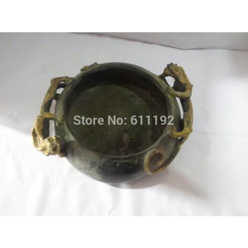 Folk art Bronze Gilt Gecko Ink stone,Chinese Four Treasures,Antique Bowl Metal crafts