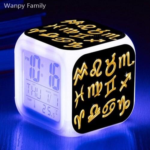 Twelve Constellations Alarm Clock 7 Color LED Glowing Digital Clock For Kids room Multifunction Electronic Alarm Clock