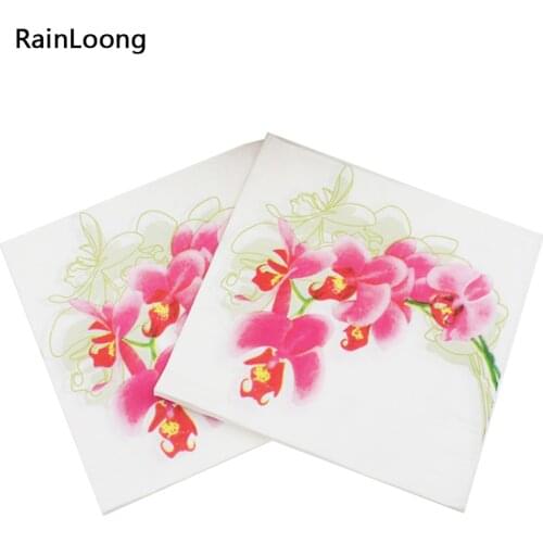 [RainLoong] Floral Moth Orchid Paper Napkin Flower Event & Party Tissue Napkin Supply Decoration Paper 33*33cm 1 pack