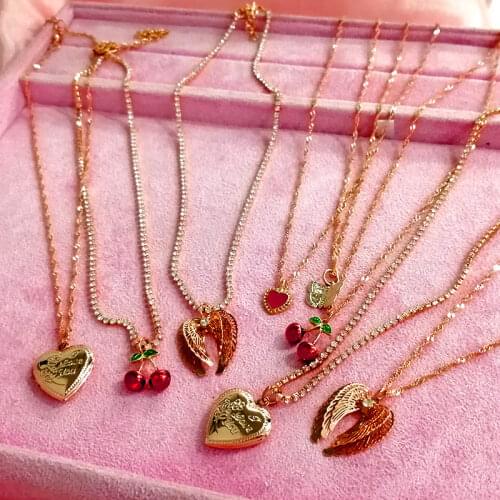 `Flatfoosie Gold Color Heart-shaped Pendant Necklace For Women Fashion Crystal Clavicle Chain New Design Jewelry Friendship Gift
