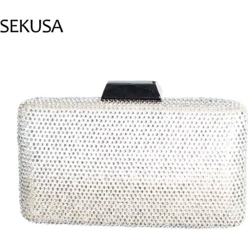 Equin Silver Color Party Clutch for Women Fashionable Chain Shoulder Bag Female Purses and Handbags Designer Wedding Bag 2021