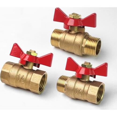 1/4" 3/8" 1/2" 3/4" BSP Female To Male Thread Two Way Brass Shut Off Ball Valve With Butterfly Handle For Fuel Gas Water Oil Air