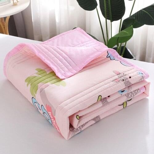 Summer Washed Cotton Quilt Air-conditioning Comforter Soft Breathable Blanket Thin Leaf Print Bedspread Bed Cover Home Textiles