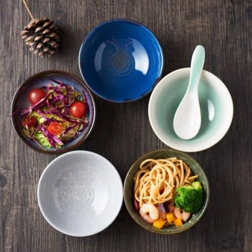 LingAo Japanese tableware retro kiln changed set 5-inch rice bowl household soup bowl noodle bowl commercial bowl creative and