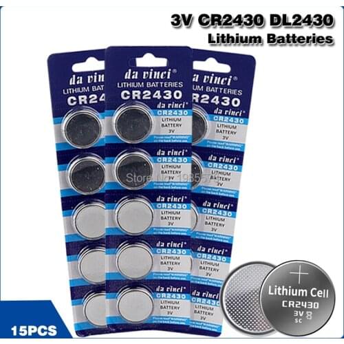 15pieces 3 Volt Lithium-ion Button Battery CR2430 DL2430 BR2430 ECR2430 KL2430 KCR2430 Coin Batteries For Toy Calculator