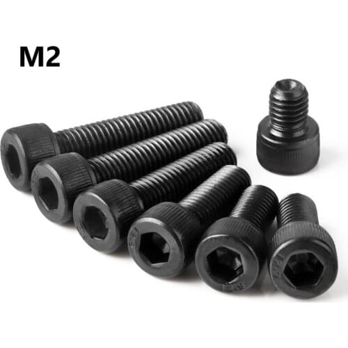 M2 Bolt 12.9 Grade Alloy Steel Black Hexgon Socket Screw M2* 3 4 5 6 8 10 12 14 16 20 25 30mm Extended Screw Full Thread