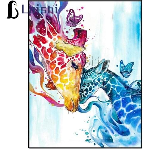 Diy square drill diamond painting Graffiti Giraffes Parent-child cross stitch embroidery Animal Diamond embroidery painting