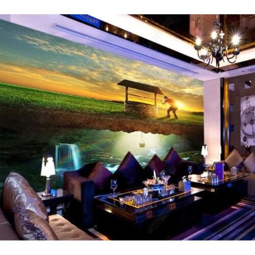 Papel de parede 3D forest river waterfall 3d wallpaper mural,iving room tv wall bedroom wall papers home decor