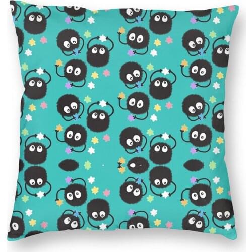 Soot Sprites Throw Pillow Cover Polyester Decorative Pillow Ghibli Neighbor Totoro Custom Pillowcover Home Decor