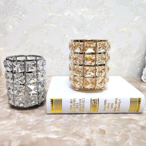 New Crystal European Candlestick Romantic Crystal makeup Box Candlelight Dinner Props Wedding Pen Holder Hardware Decoration