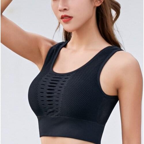 New Sexy Sports Fitness Bra Women Hollow Mesh Cross Bra Sports Vest Bra Crop Tank Quick Dry Gym Yoga Beauty Back Top Women