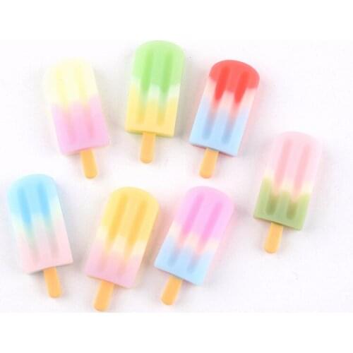 DIY Jewelry Findings Resin Cabochon Kawaii Colorful Ice Cream Flatback Patch Sticker Ornament Accessories Charms DIY 10pcs