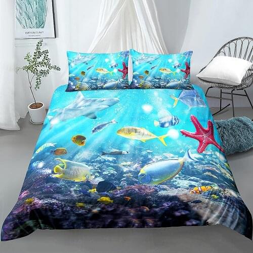 3D Printed Duvet Cover Set Under Sea World Duvet Cover with Pillowcase King Queen Size Bedclothes Comforter Covers Home Textiles