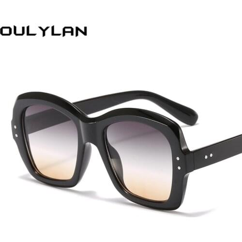 Oulylan Oversized Sunglasses Women Men Fashion Vintage Black Leopard Sun Glasses Female Brand Design Eyewear Shades UV400 Goggle