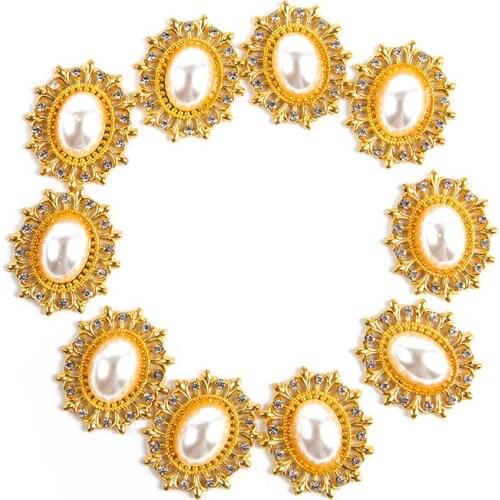 Rhinestone Decorative Buttons Handmade Flatback Metal Pearl Button Rhinestone Embellishment For Sewing And Crafts Accessories